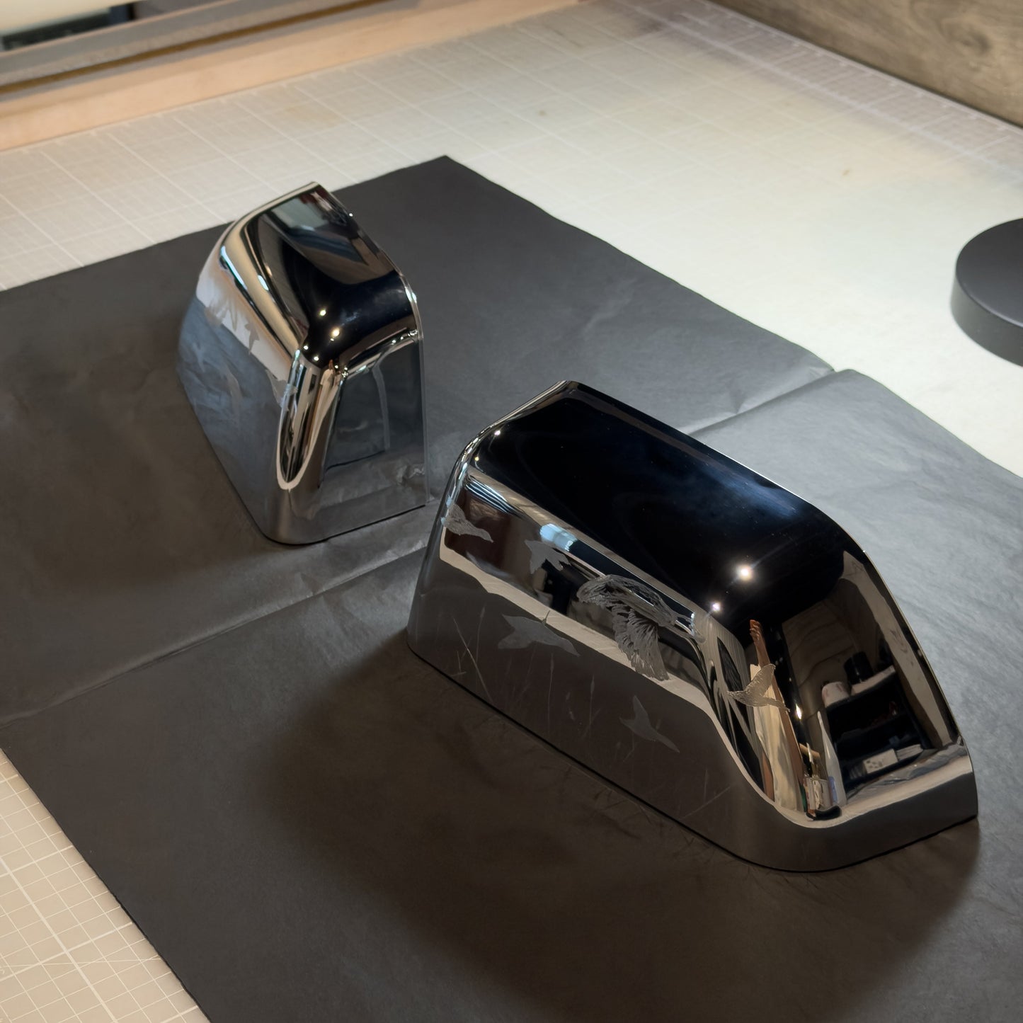 2017-2022 F-250 F-350 Chrome Mirror Caps 1 of 1 Hand Engraved
