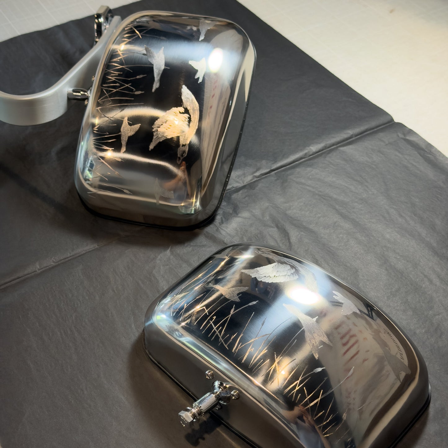 1990-1997 F-250 F-350 Chrome Mirrors 1 of 1  Hand Engraved