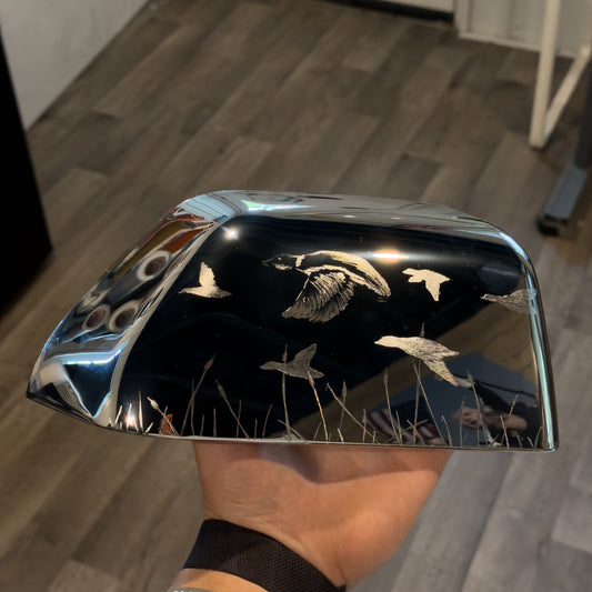 2017-2022 F-250 F-350 Chrome Mirror Caps 1 of 1  Hand Engraved