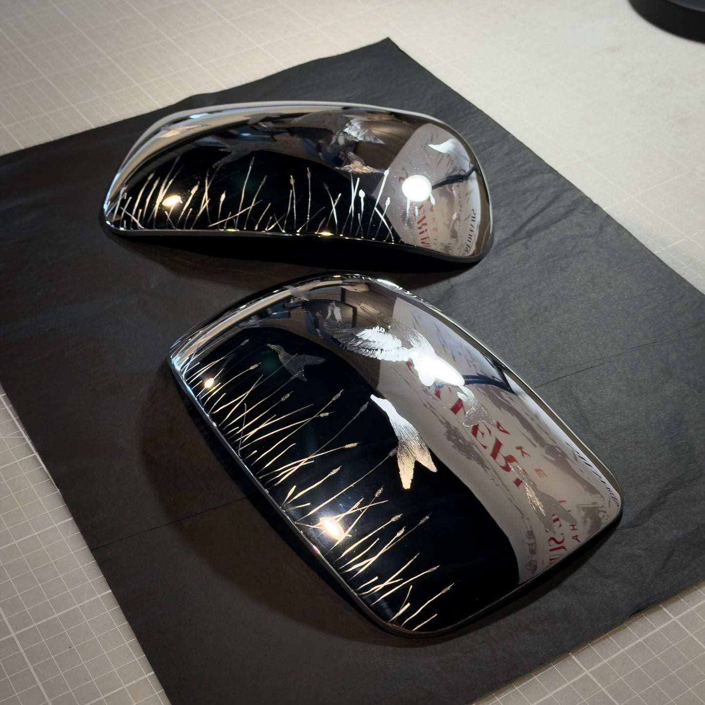 1999-2006 GM Chrome Mirror Caps 1 of 1  Hand Engraved