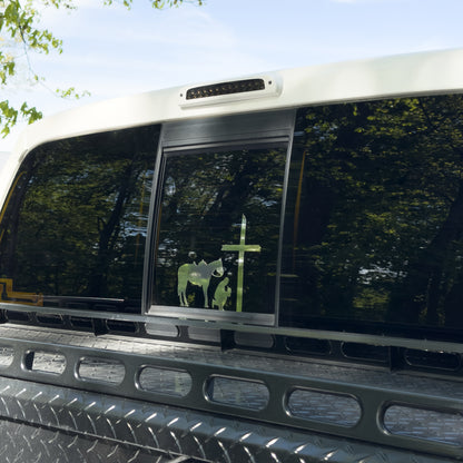 Cowboy Kneeling at The Cross - High Quality Decal